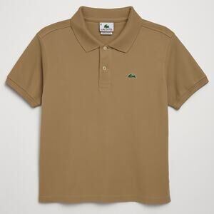 Lacoste Mens Polo Shirt Sz 6 Large Tan Cotton Crocodile Logo Golf Tennis Preppy